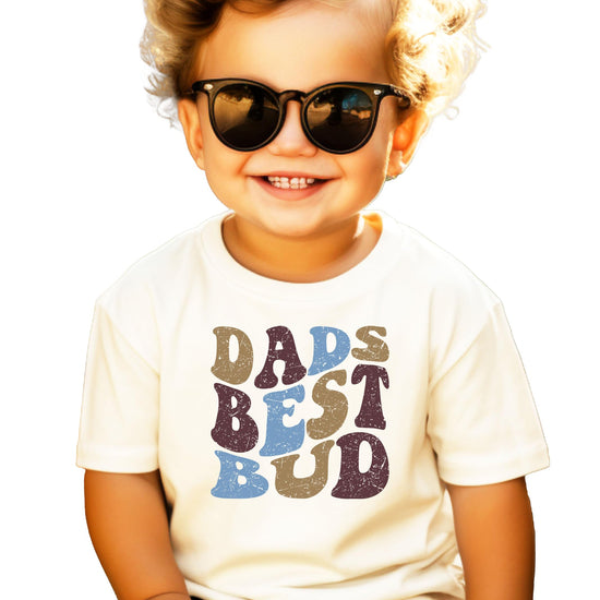 Retro Dad's Best Bud vintage graphic tee for boys and toddlers in natural color