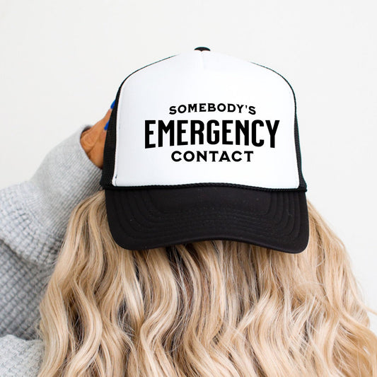 Someone's Emergency Contact Women and Men's Funny Classic 5 Panel Mesh Snap Back Trucker Hat