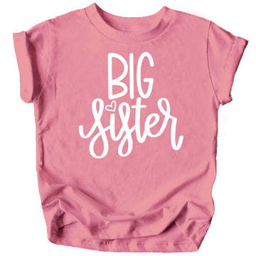 Big Sister with Heart New Sibling Announcement Shirts for Toddler and Girls Siblings