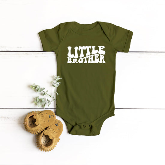 Olive Loves Apple Little Brother bodysuit perfect for sibling announcement photos