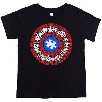 Autism Shield Shirt for Children Women and Men Red White Blue Matching Family Autistic Super Hero