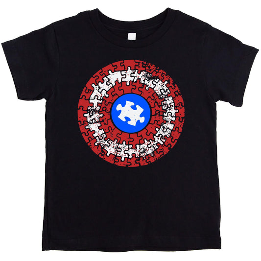 Autism Shield Shirt for Children Women and Men Red White Blue Matching Family Autistic Super Hero