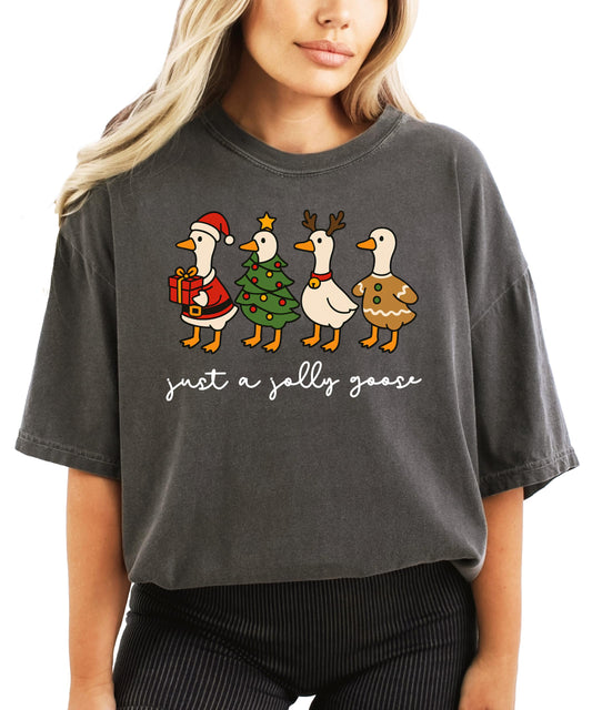 Just a Jolly Goose Funny Christmas Unisex Graphic Tee