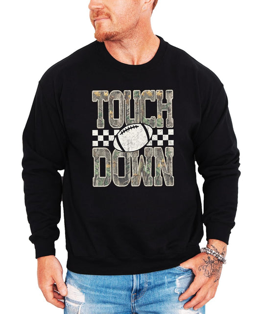 Olive Loves Apple Camo Touchdown Sweatshirt for Men Women & Teens Trendy Football Game Day Crewneck Fan Gift