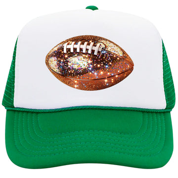 Glitter Football Trucker Hat for Women and Teens Classic 5 Panel Mesh Snap Back