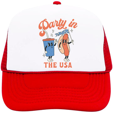 Party in The USA 4th of July Hot Dog Hat Classic 5 Panel Mesh Snap Back