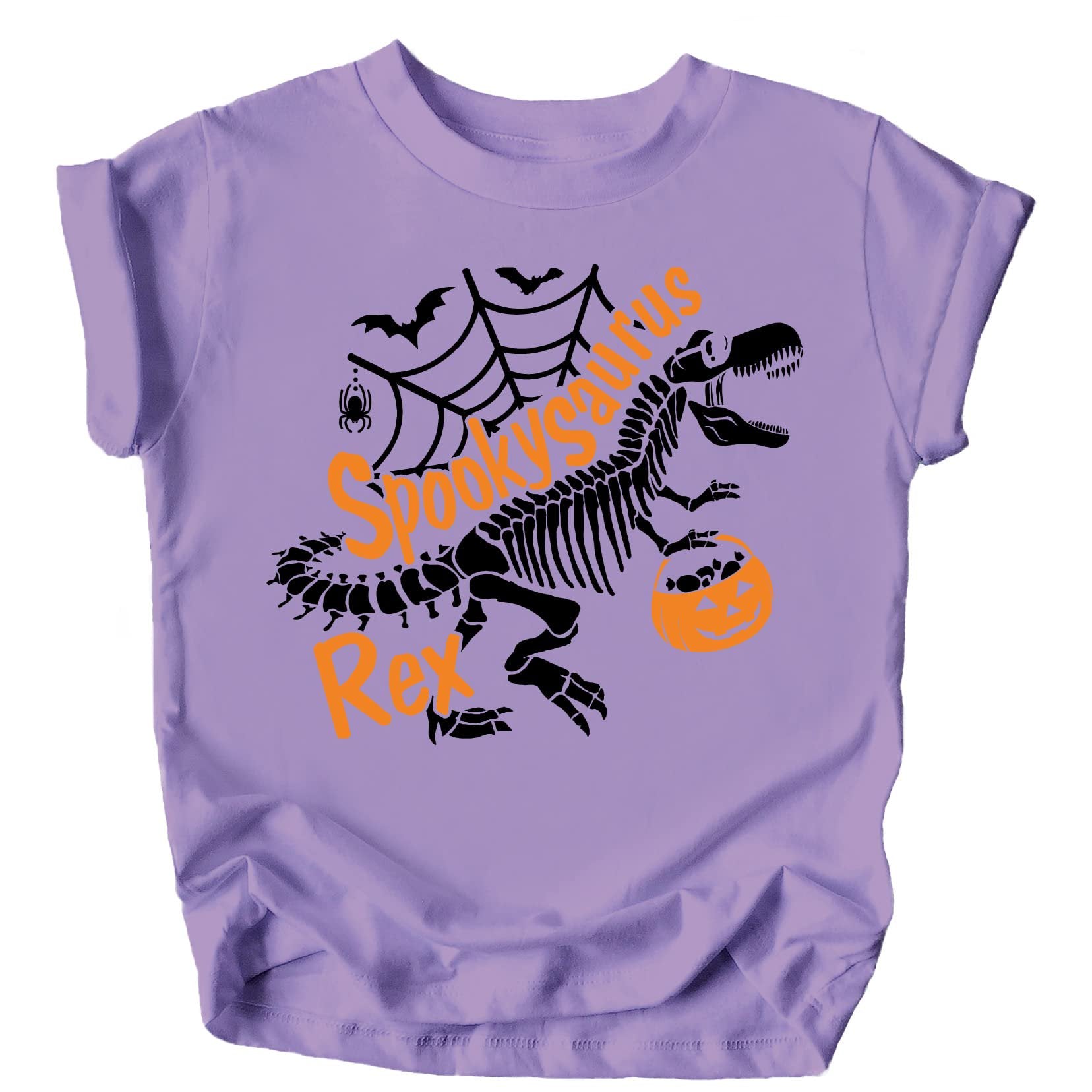 Side or back view of toddler Halloween skeleton dinosaur shirt in vintage burgundy