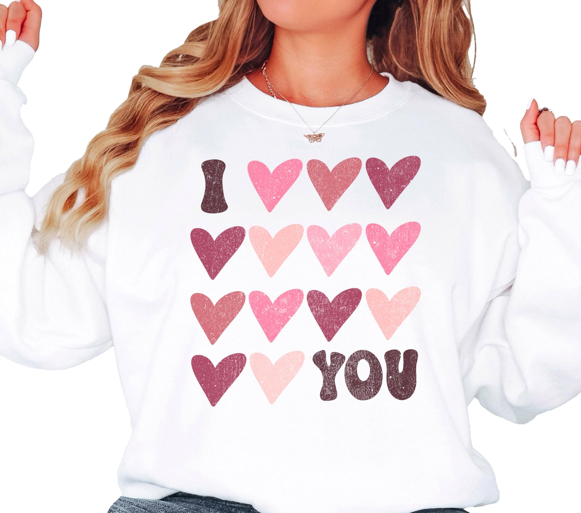 Women's I Love You Valentine's Day sweatshirt with bold graphic print, perfect for Galentine's Day