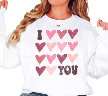 Women's I Love You Valentine's Day sweatshirt with bold graphic print, perfect for Galentine's Day