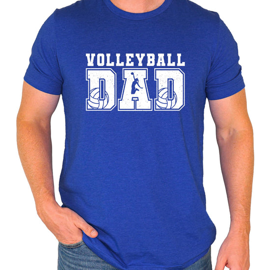 Volleyball dad shirt modeled showing fit and distressed vintage styling