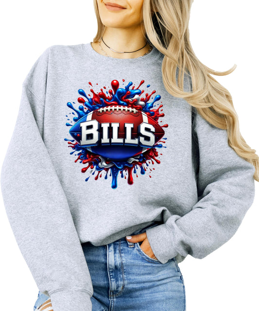 Bills Football Sweatshirt for Men Women and Kids Blue and Red Game Day Pullover
