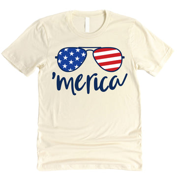 Merica Sunglasses 4th of July Matching Family Tee – Youth