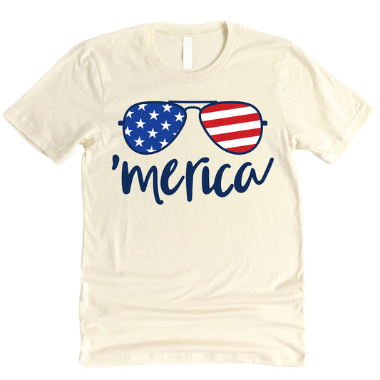 Merica Sunglasses 4th of July Matching Family Tee – Youth