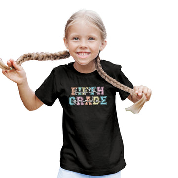 Olive Loves Apple Fifth Grade T-Shirt for Children Back to School Tee for Kids Girls First Day of School Outfit