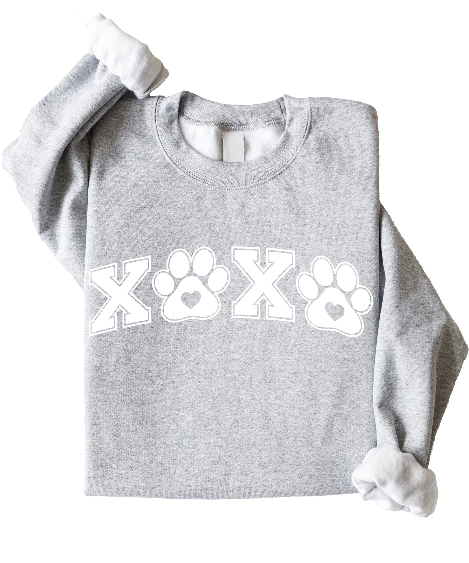 Front view of animal lover Valentine's Day pawprint sweatshirt by Olive Loves Apple