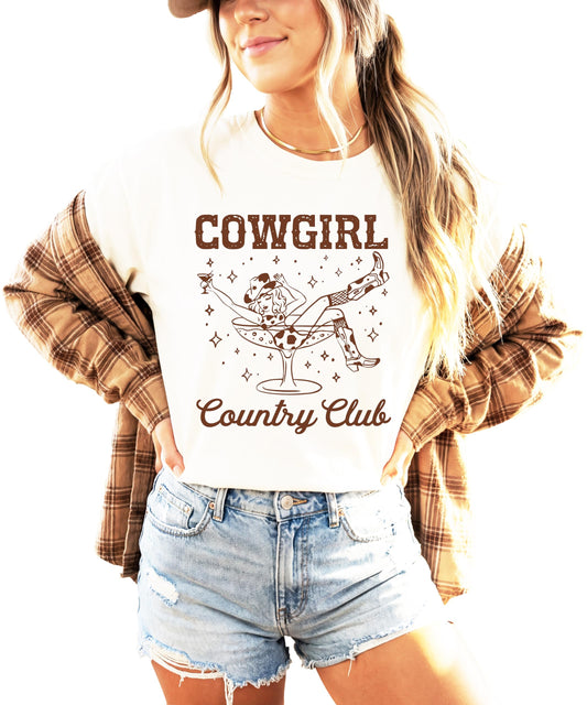 Close-up of western cocktail party graphic showing sparkles and cowboy boots detail