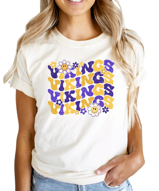 Trendy Vikings Sports Fan Shirt for Women, Teens & Kids Purple Team Pride Girly Outfit for Baby