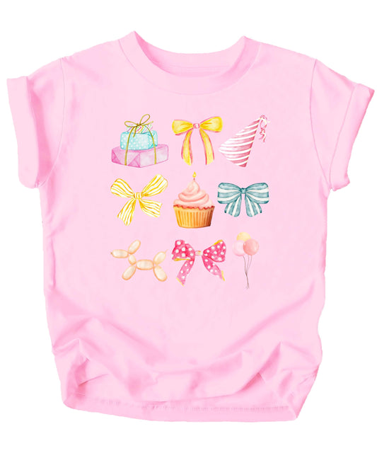 Girly Coquette Birthday Graphic Tee for Toddlers & Girls