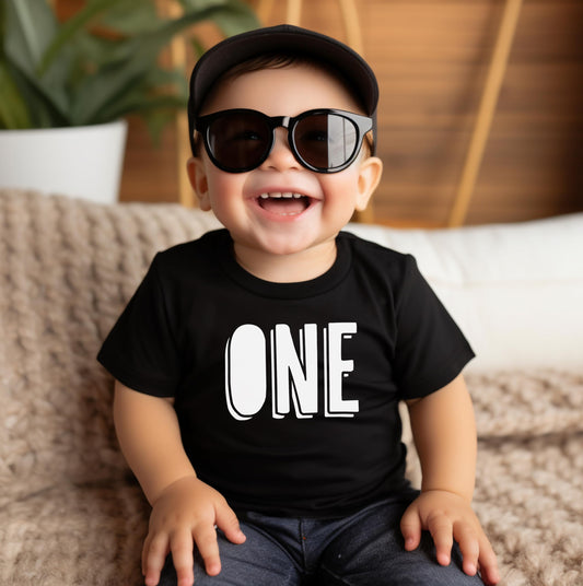 First Birthday Shirt One Outline for 1st Bday Infant Boys and Girls