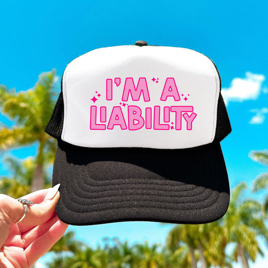 Trendy I'm A Liability Trucker Hat Foam Front Classic 5 Panel Mesh Snapback