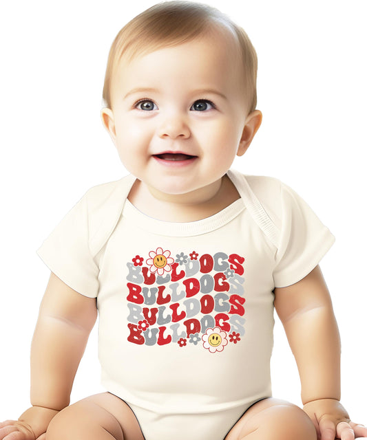 Trendy Bulldogs Sports Fan Shirt for Women, Teens & Kids Girly Red Team Pride Outfit for Baby Natural Shirt 4T