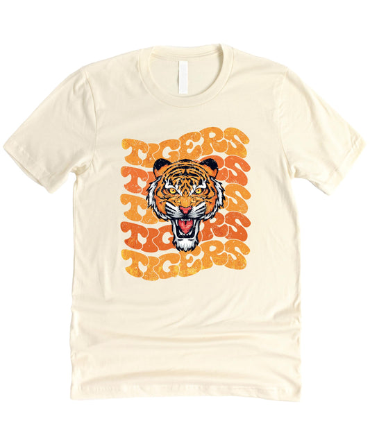 Retro Orange Tigers Mascot Shirt - Family Team Pride Tee