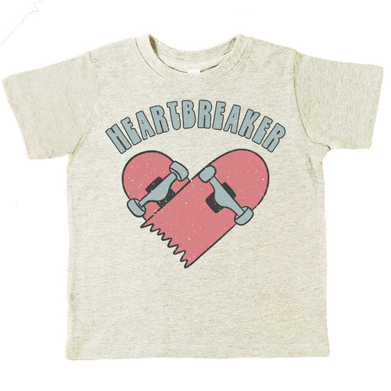 Heartbreaker skateboard graphic Valentine's Day shirt in vintage hot pink for toddlers and kids