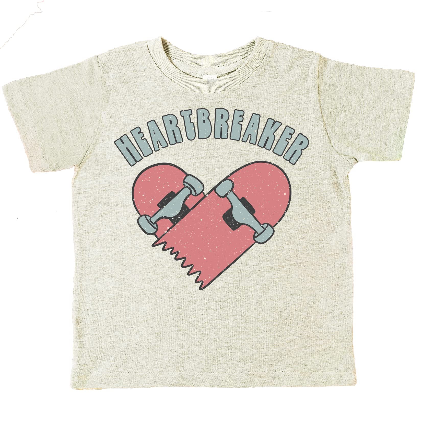 Heartbreaker skateboard graphic Valentine's Day shirt in vintage hot pink for toddlers and kids