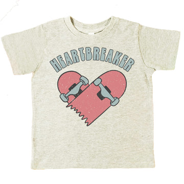 Heartbreaker skateboard graphic Valentine's Day shirt in vintage hot pink for toddlers and kids