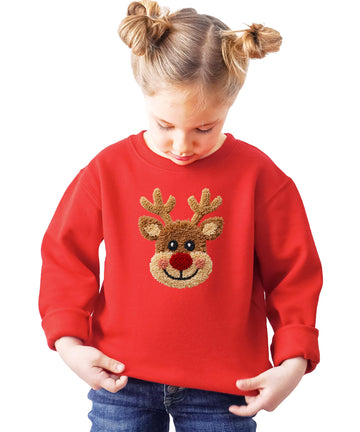 Olive Loves Apple Ink Printed Image NOT a Yarn Patch - Christmas Reindeer Sweatshirt Festive Holiday Sweater