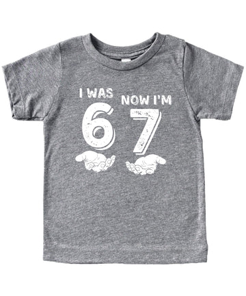 I Was 6 Now I'm 7 Kids Birthday Tee | Distressed Graphic