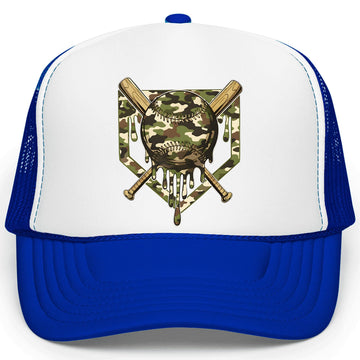 Camo Drip Baseball Trucker Hat for Men & Women Spring Sports Classic 5 Panel Foam Front Mesh Snapback