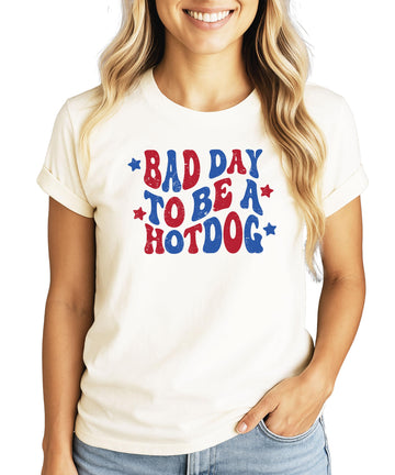 Bad Day To Be A Hotdog Shirt for Women, Men, Youth and Toddler Boys and Girls Matching 4th of July Tee
