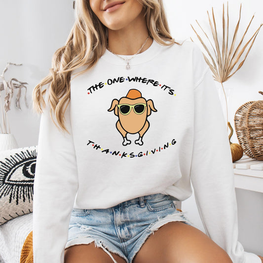 Thanksgiving Turkey with Sunglasses Sweatshirt for Women and Teens Funny Fall Pullover