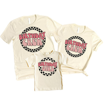 Close-up of high-quality birthday graphic print on soft casual crew tee