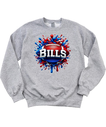 Bills Football Sweatshirt for Men Women and Kids Blue and Red Game Day Pullover Gray Sweatshirt Adult Large
