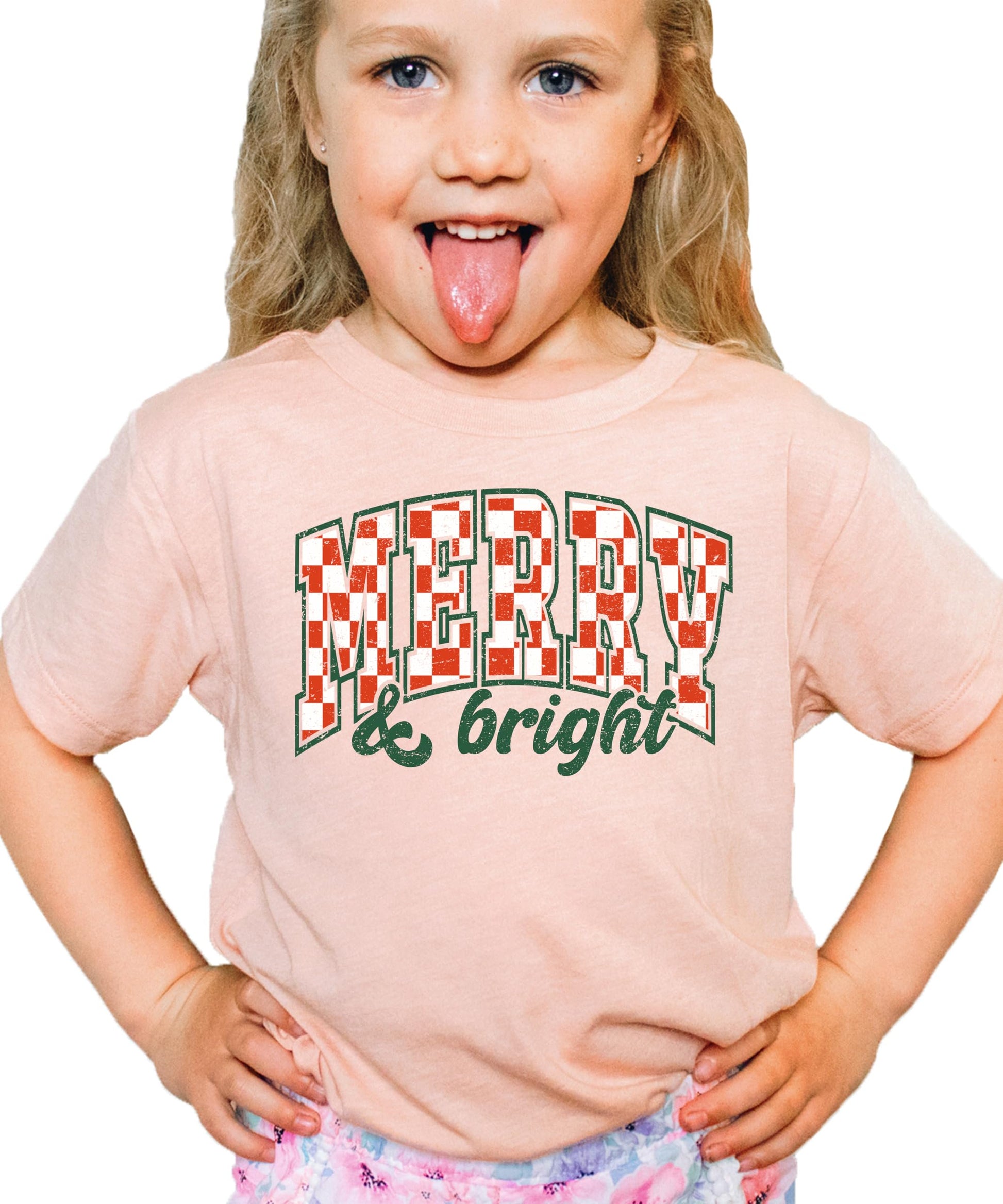 Olive Loves Apple Merry and Bright holiday graphic tee styled for Christmas