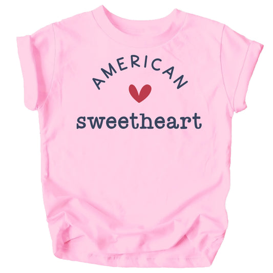 American Sweetheart Heart 4th of July Baby and Toddler Youth Girls Shirts
