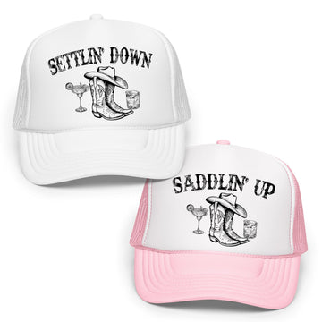Settlin Down Country Bachelorette Party Foam Front Classic 5 Panel Mesh Snapback- SOLD INDIVIDUALLY