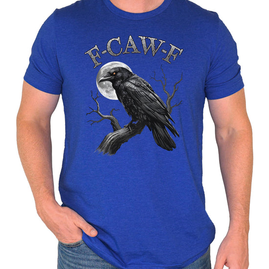 Black t-shirt with sarcastic crow and moon graphic design for men