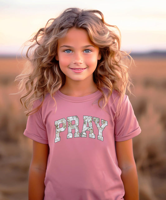 Camo Pray Unisex Shirt for Adults, Teens & Kids - Christian Faith Inspirational Matching Family Tee
