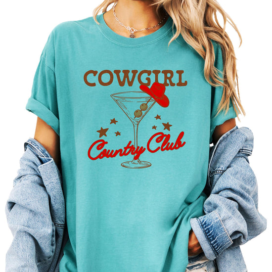 Lifestyle flat lay of Cowgirl Country Club vintage country concert tee