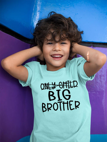 Only Child to Big Brother Sibling Reveal Announcement Shirt for Boys Big Brother