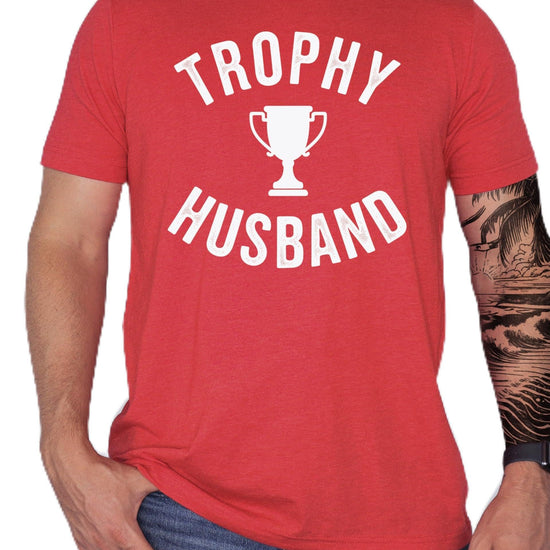 Black Trophy Husband graphic t-shirt with trophy icon design for men