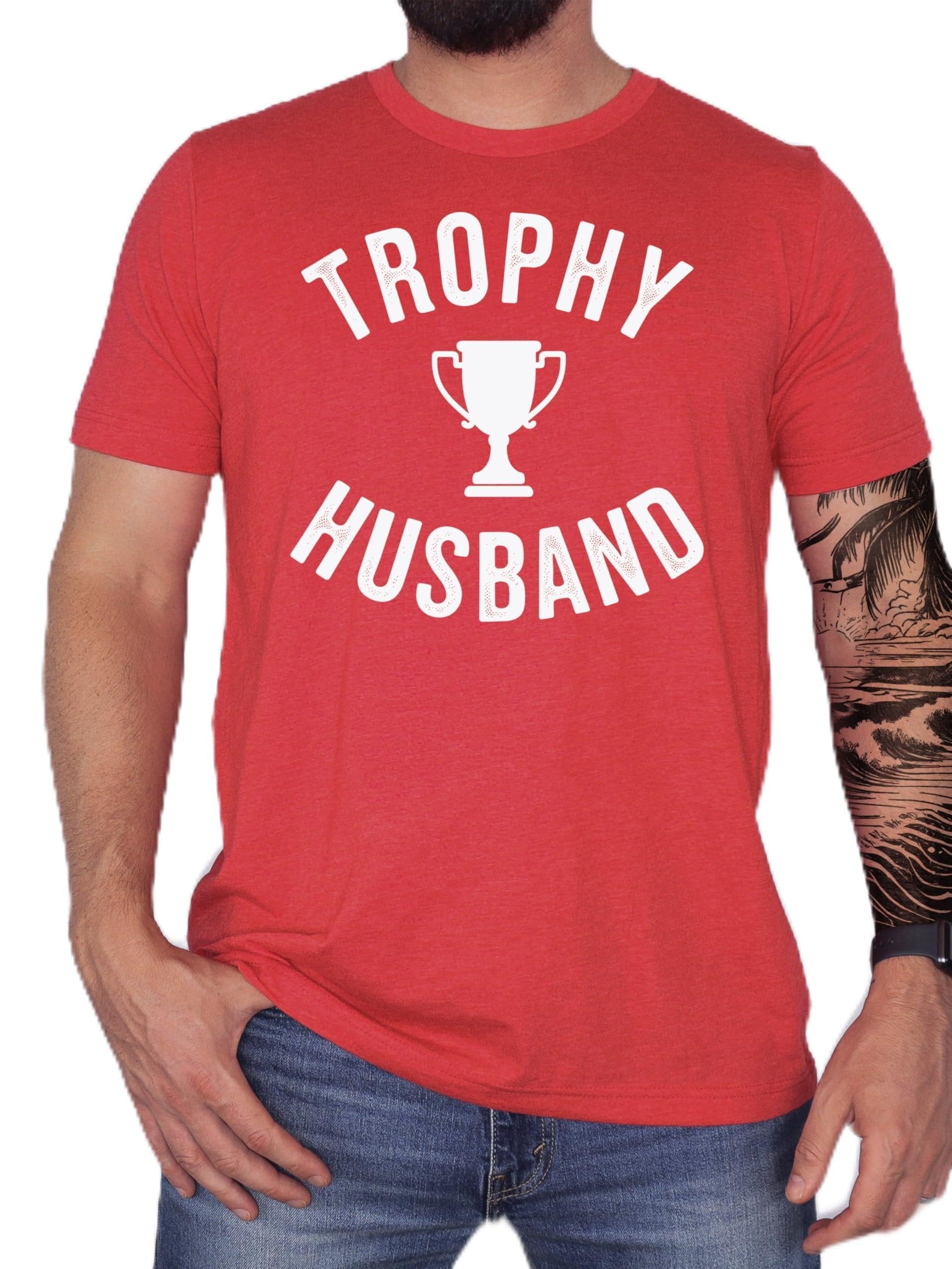 Black Trophy Husband graphic t-shirt with trophy icon design for men