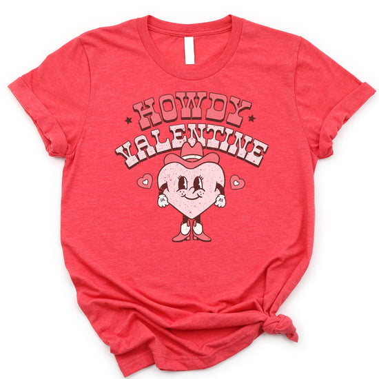 Family matching Howdy Valentine western Valentine's Day shirts in vintage hot pink