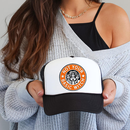 Not Your Basic Witch Hat for Women and Teens Funny Halloween Witch Classic 5 Panel Mesh Snap Back