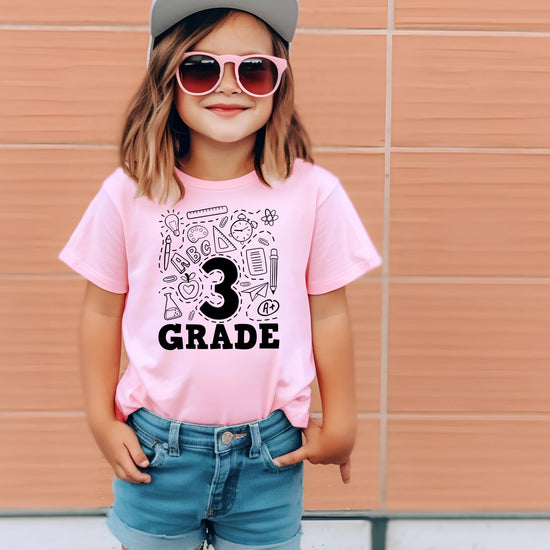 Back view of kids mauve third grade graphic tee by Olive Loves Apple