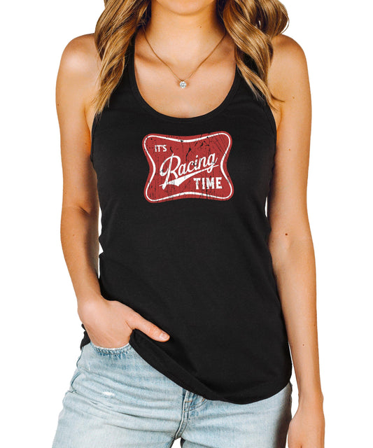 It's Racing Time Tank Top for Women and Teens Vintage Retro Sleeveless Tee