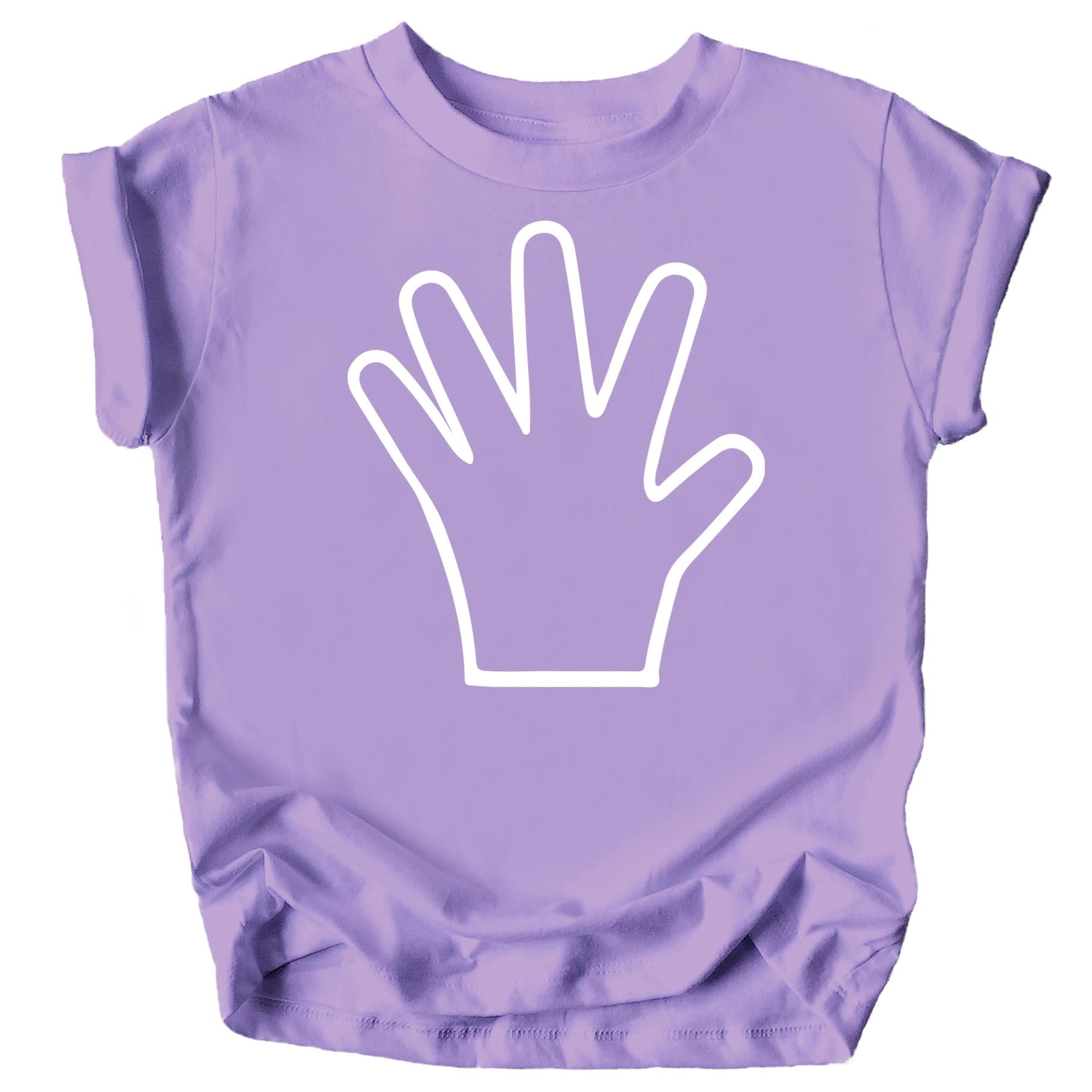 Flat lay of kids 5 years old birthday shirt showing full graphic detail